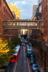 A view of the sky bridge connecting buildings on 15th street in Chelsea, Manhattan in New York City, United States.