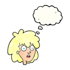 thought bubble textured cartoon female face