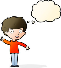 cartoon boy with idea with thought bubble