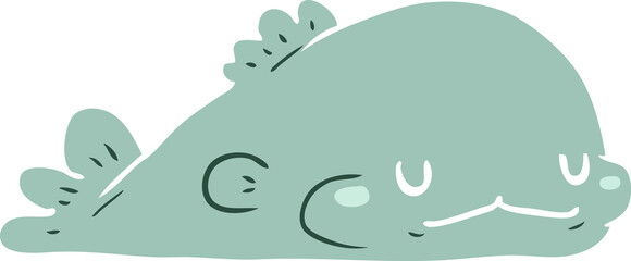 cute flat color style cartoon fish