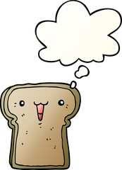 cute cartoon toast and thought bubble in smooth gradient style