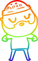 rainbow gradient line drawing cartoon man with beard
