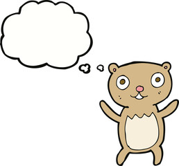 cartoon teddy bear with thought bubble