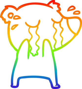 recommend clip art: rainbow gradient line drawing cartoon crying polar bear