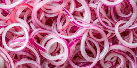 Close up of chopped red onion.