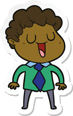 sticker of a laughing cartoon man