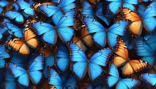 Blue and brown butterflies background 