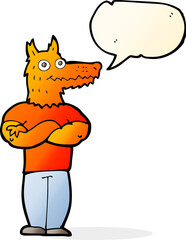 cartoon fox man with speech bubble