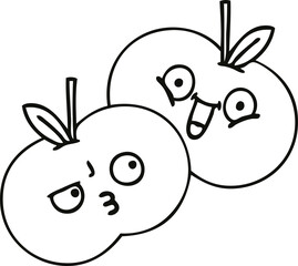 line drawing cartoon apples