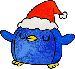 christmas textured cartoon of kawaii penguin