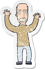 retro distressed sticker of a cartoon angry dad