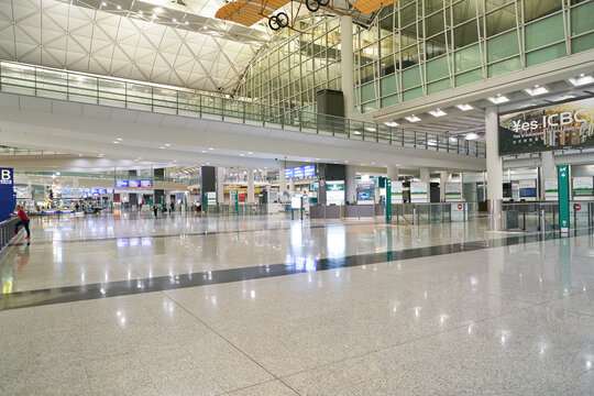 HONG KONG, CHINA - DECEMBER 04, 2023: interior shot of Hong Kong International Airport.