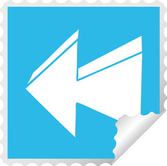 quirky square peeling sticker cartoon arrow