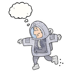 thought bubble textured cartoon astronaut