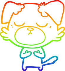 rainbow gradient line drawing cute cartoon dog