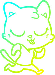 cold gradient line drawing cartoon cat