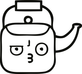 line drawing cartoon kettle