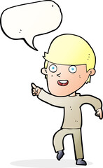 cartoon happy man with speech bubble