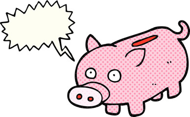 comic book speech bubble cartoon piggy bank