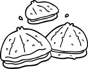 line drawing cartoon fresh oysters