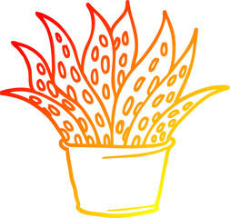 warm gradient line drawing cartoon house plant