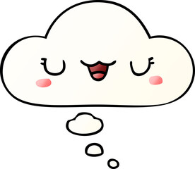 cute cartoon face and thought bubble in smooth gradient style