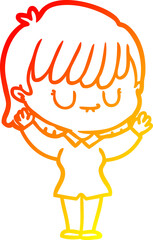 warm gradient line drawing cartoon woman