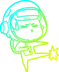 cold gradient line drawing cartoon stressed astronaut