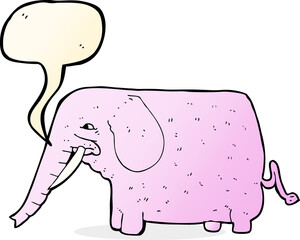 cartoon funny elephant with speech bubble
