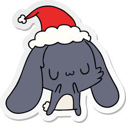 christmas sticker cartoon of kawaii rabbit