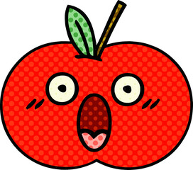 Obraz premium comic book style cartoon red apple