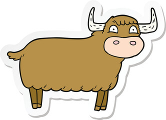 sticker of a cartoon highland cow