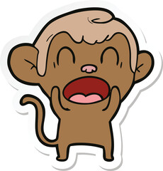 sticker of a shouting cartoon monkey