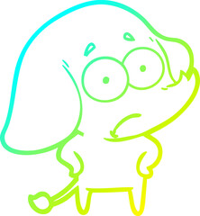 cold gradient line drawing cartoon unsure elephant