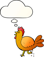 cartoon rooster and thought bubble in smooth gradient style
