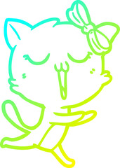 cold gradient line drawing cartoon cat