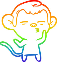 rainbow gradient line drawing cartoon suspicious monkey