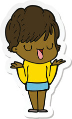 sticker of a cartoon woman talking