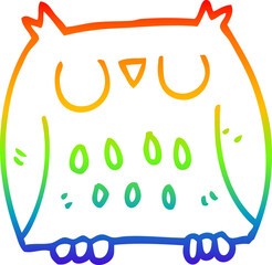 rainbow gradient line drawing cartoon cute owl