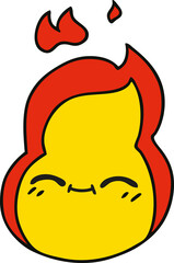 cartoon of cute kawaii fire flame