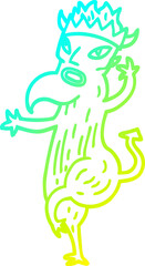 cold gradient line drawing cartoon devil