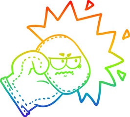 rainbow gradient line drawing cartoon boxing glove