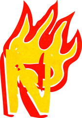 cartoon flaming letter