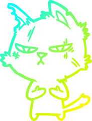 cold gradient line drawing tough cartoon cat