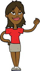 cartoon woman waving