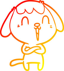 warm gradient line drawing cute cartoon dog