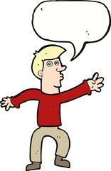 cartoon reaching man with speech bubble