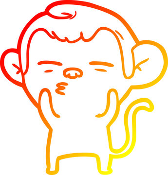 recommend clip art: warm gradient line drawing cartoon suspicious monkey