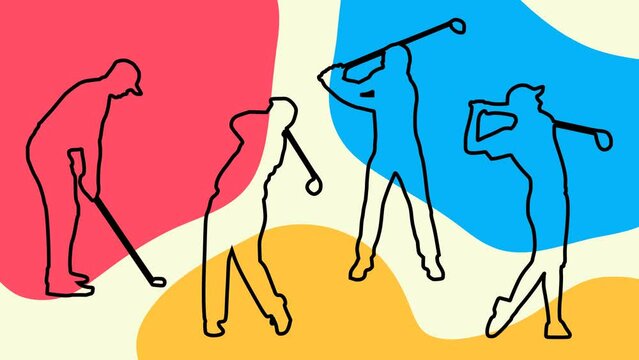 Wiggly abstract golfer golfing background animation  