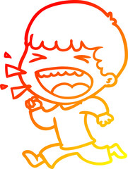 warm gradient line drawing cartoon laughing man